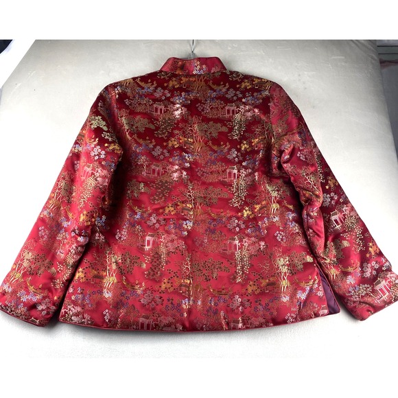 Kat Street Vintage Made in Hong Kong Chinese Asian Red Satin Jacket  Women's XL - Picture 12 of 13